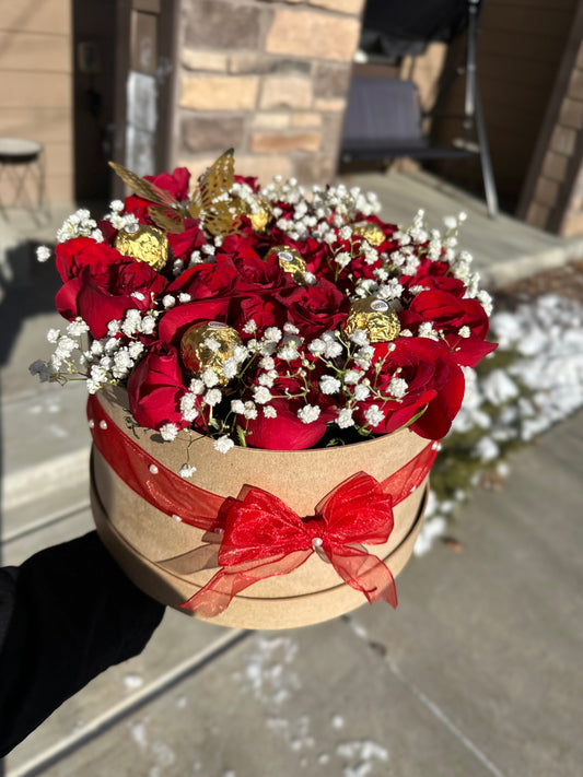 Luxury Red Rose & Chocolate Box