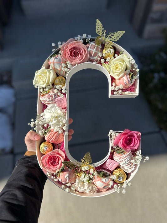 Custom Letter Dessert & Floral Box