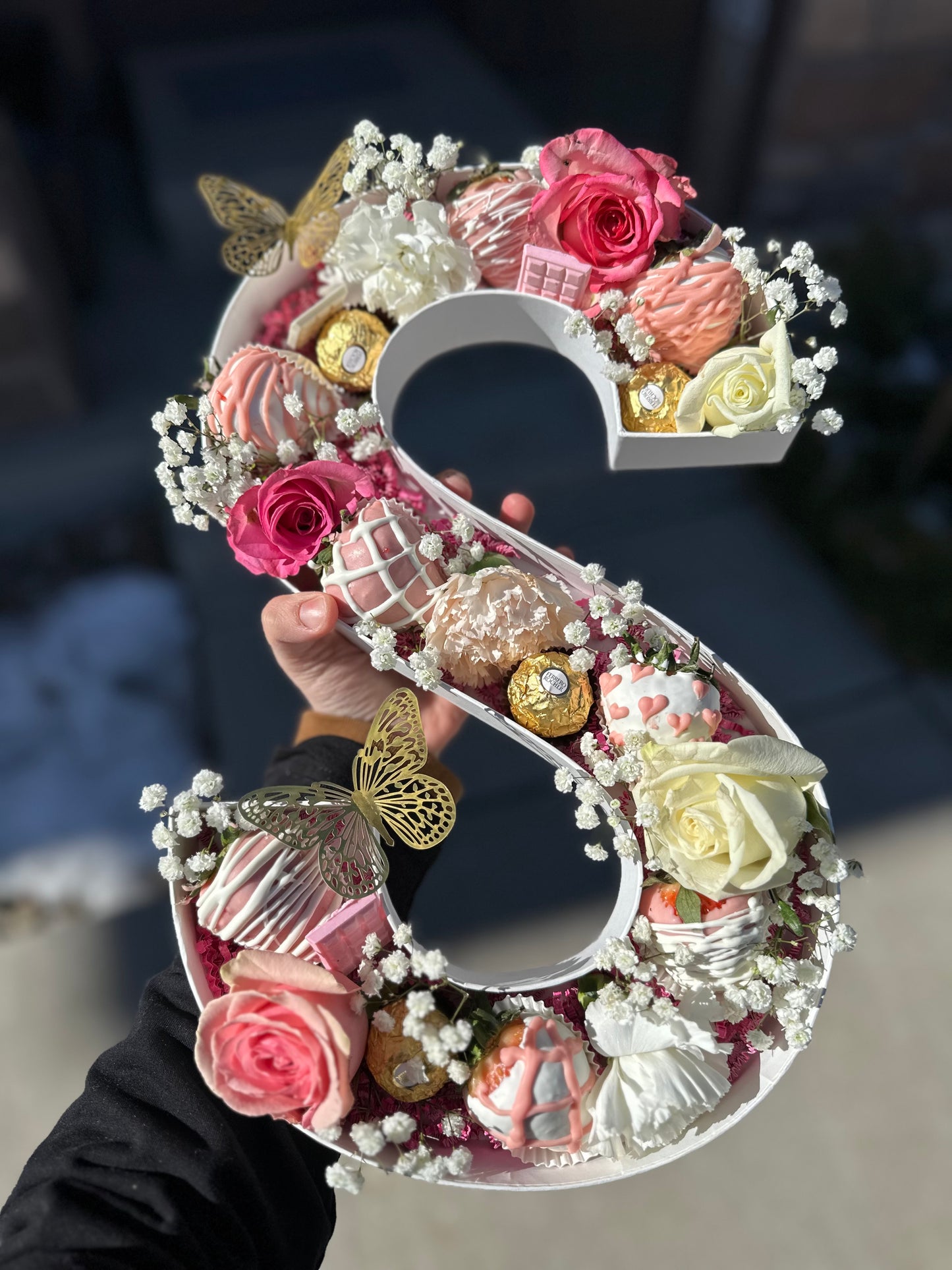 Custom Letter Dessert & Floral Box