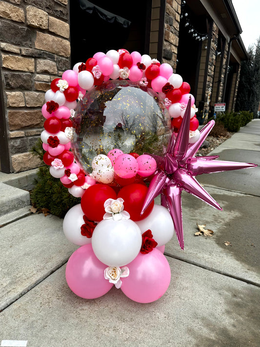 Red & Pink Luxe Balloon Bloom Arrangement